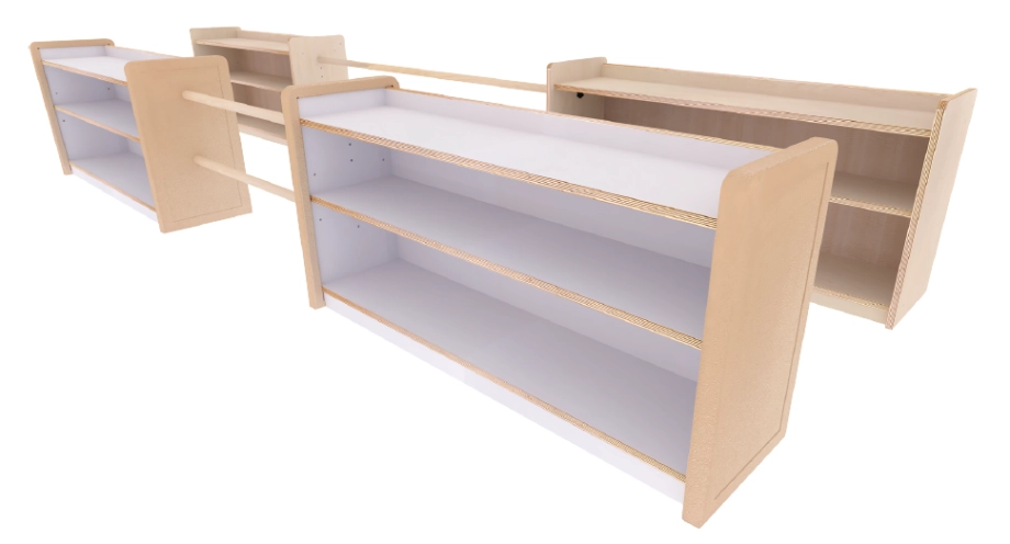 扶手教具櫃-樺木+楓木美耐板(包覆式)