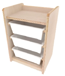 單排多功能教具櫃-收納盒3小-樺木+楓木美耐板(包覆式)