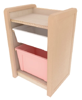 單排多功能教具櫃-收納盒1小1大-樺木+楓木美耐板(包覆式)