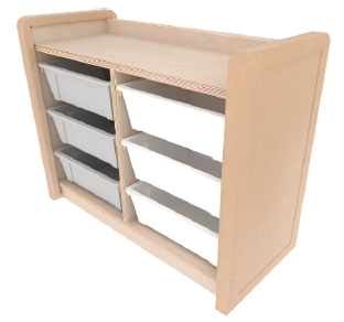 雙排多功能教具櫃-收納盒6小-樺木+楓木美耐板