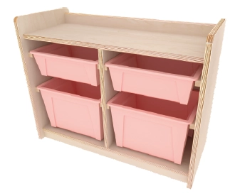 雙排多功能教具櫃-收納盒2小2大-樺木+楓木美耐板(包覆式)