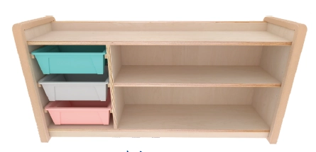 多功能教具櫃-收納盒3小-樺木+楓木美耐板