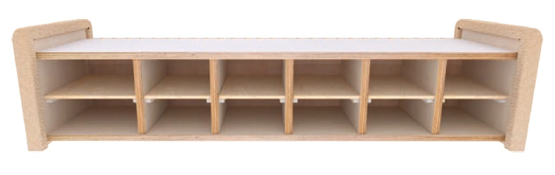 二層12人鞋櫃椅-樺木+美耐板(包覆式)