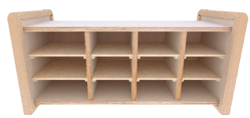 三層12人鞋櫃椅-樺木+美耐板(包覆式)