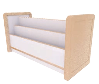 雙面二層書架-幼幼-樺木+白色美耐板(包覆式)