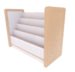 雙面四層書架-幼兒-樺木+白色美耐板