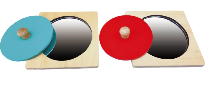 圓柱拼圖與鏡子組(紅藍各1)