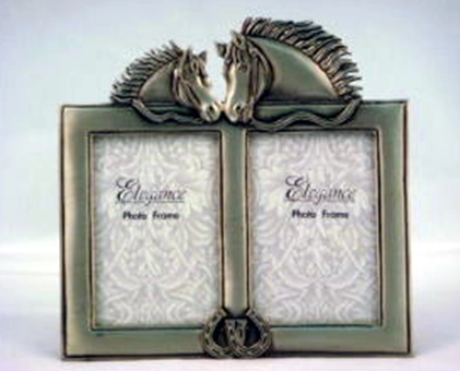 古典雙馬對望 2x3 雙格相框 - 歐風對稱設計